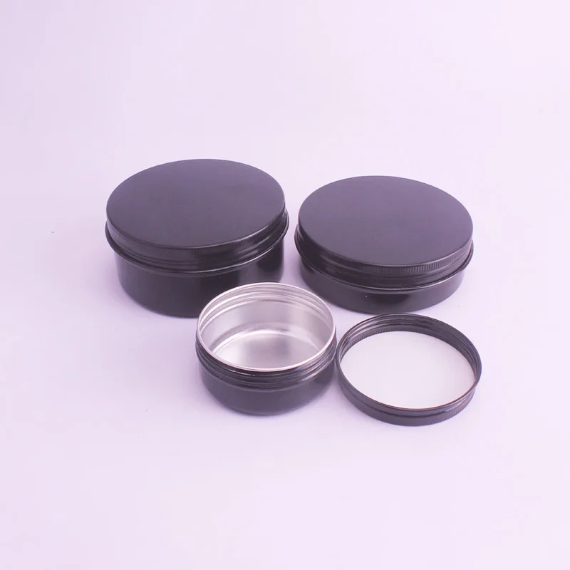 50 x Black 50g 60g Aluminum Cream Jar Tea Leaf Pot Nail Art Makeup Lipgloss Skin Care Lotion Empty Cosmetic Metal Tins Container