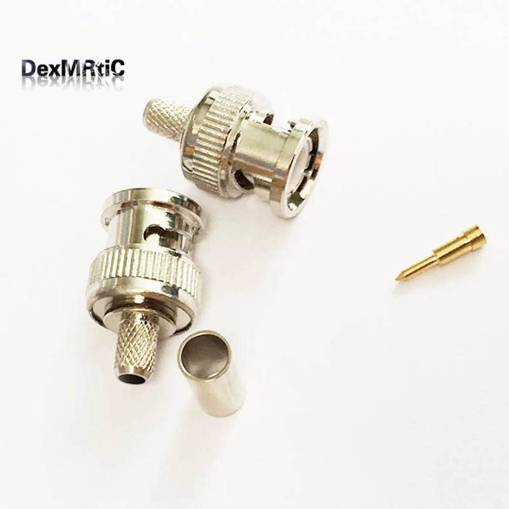 1pc  BNC male plug  RF Coax Connector   Crimp  RG58,RG142,RG400,LMR195   for  Straight  Nickelplated  NEW wholesale