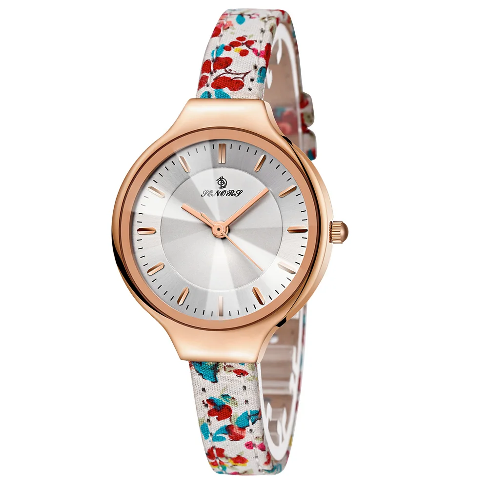 SENORS SN070 Waterproof Rose Gold Watch Women Bracelet Watches Ladies Casual Quartz Watches leather Clock Montre Femme Relogio