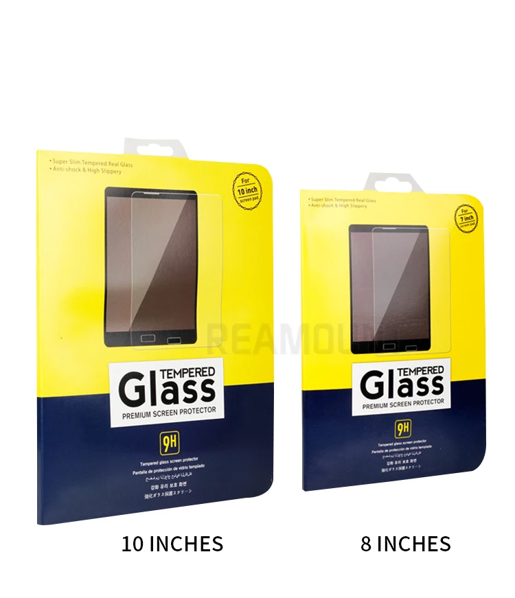 100 pcs Wholesale NEW Paper Packaging Box for Tempered Glass Screen Protector Retail 8inch Packaging BOX with Hang Hole