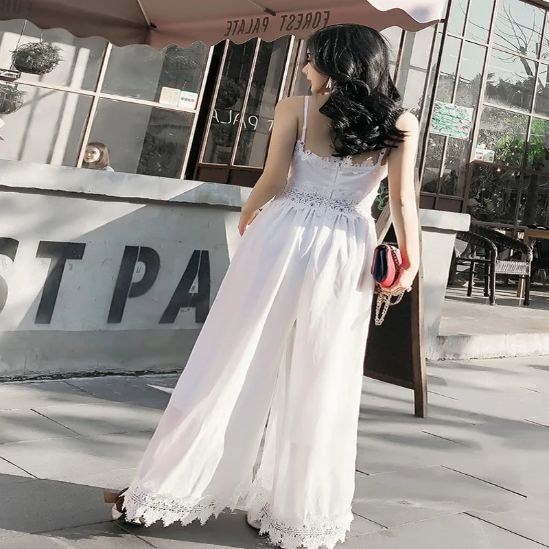 Phụ nữ Thời Trang Mới Jumpsuit Phụ Nữ Thanh Lịch Sexy Ren Khâu Rompers Yếm Jumpsuit