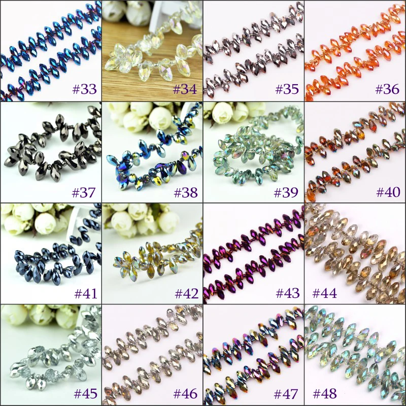 50Pcs/Lot Crystal Glass Beads 6x12mm Cute Teardrop Beads For Jewelry Making Briolette Loose Craft Bracelet DIY Beads Accessories