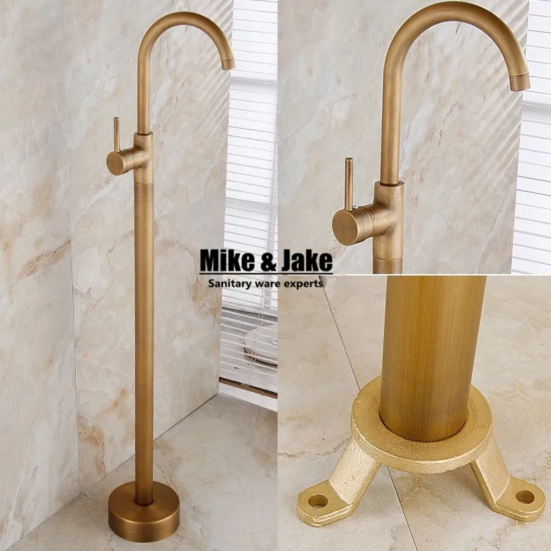 Antique Floor Stand basin faucet bathtub stand tap Shower Mixer Brass Shower set Luxury Bathtub Tap