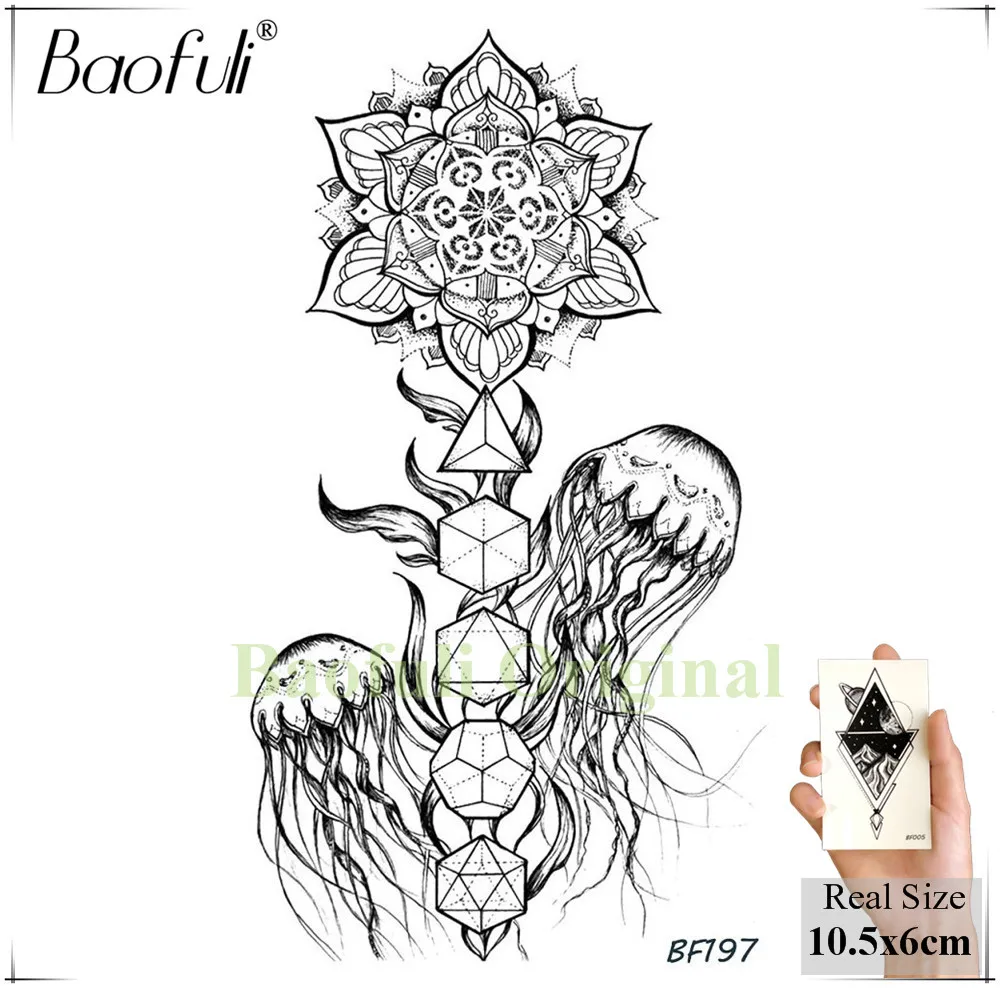 Baofuli Fox Leaves Totem Tribal Black Henna Temporary Tattoo Sticker Sheets Waterproof Tattoos Body Art Arm Fake Tatoo Women