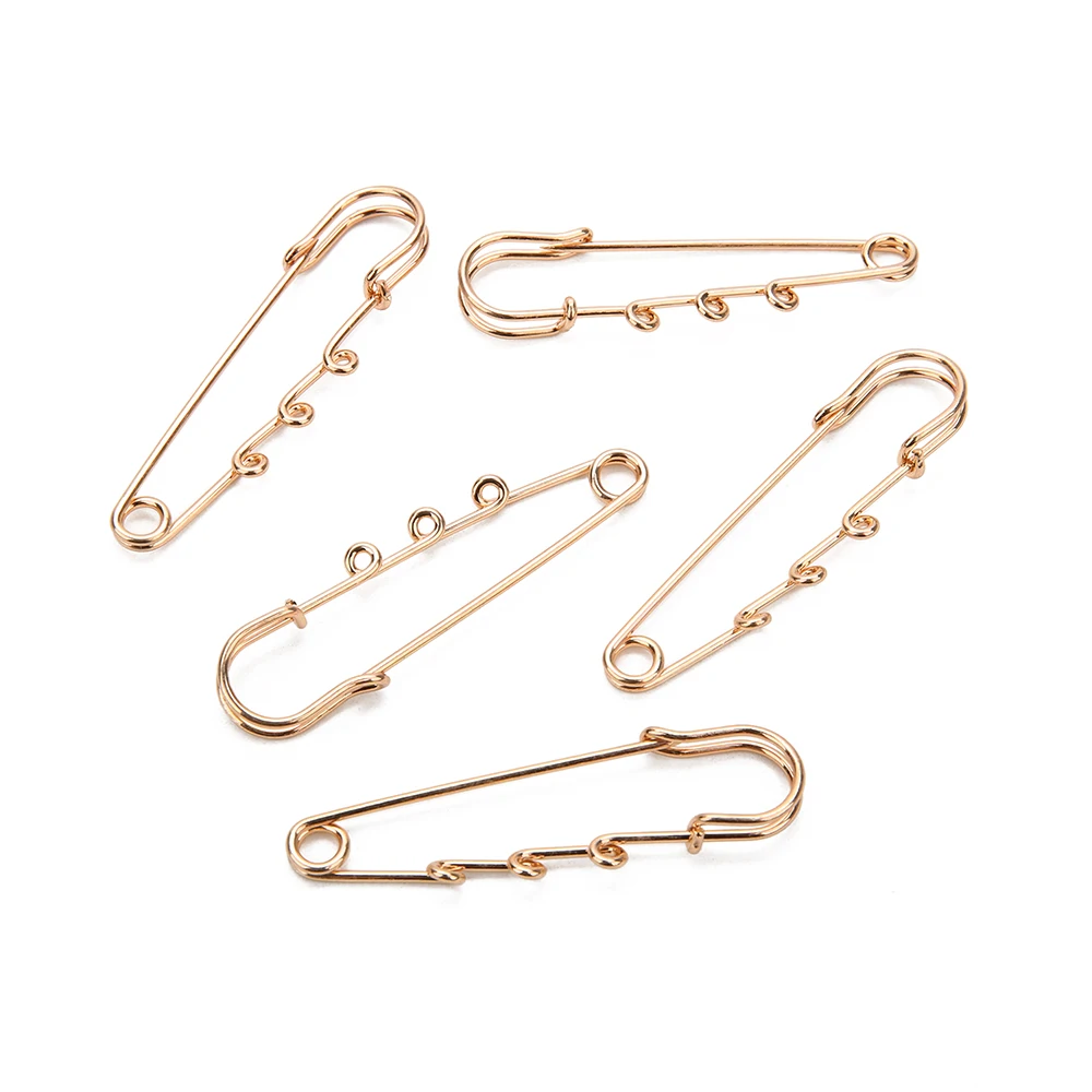 AHKNORMAILCU 10pcs/lot Gold Color Safety Pin Brooch Charm Pendant with 3 Loops for Women Men DIY Wedding Brooches Jewelry Making