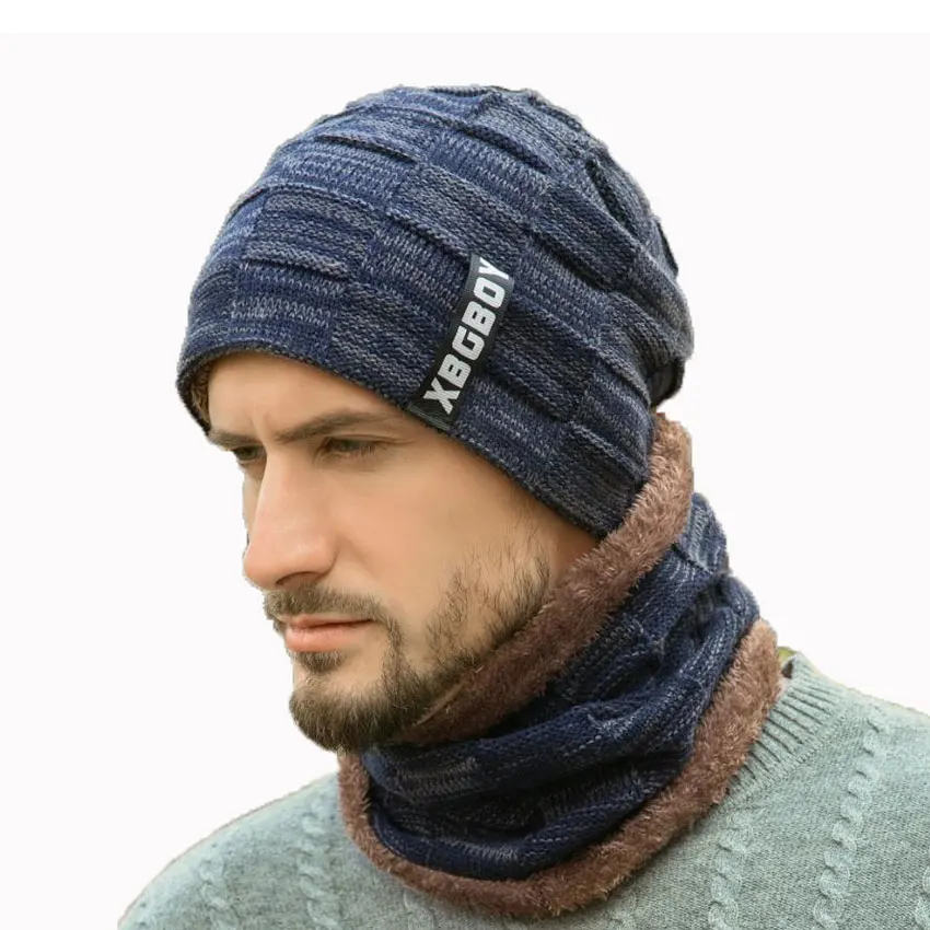 

Winter Men Hat And Scarf Set For Women Male Ring Scarves Cap Knit Beanies Letter Hat Soft Stretch Cable Skullies Warm Suit