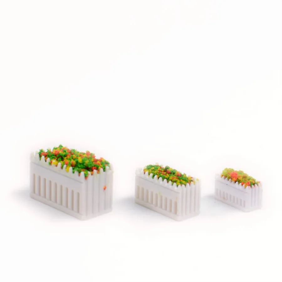10pcs/lot Square Plastic White Architecture Model Building Flower For Model Making And Kits Toy
