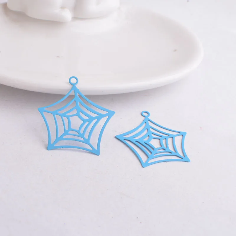 50 Stück AB1030 30mm*33mm Halloween Reticular Charms Blaue Ohrringe Anhänger – Detail 13