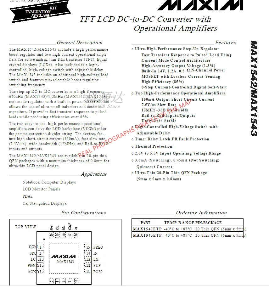 5 قطعة/الوحدة MAX1543E MAX1543ETP MAX1543 QFN-20