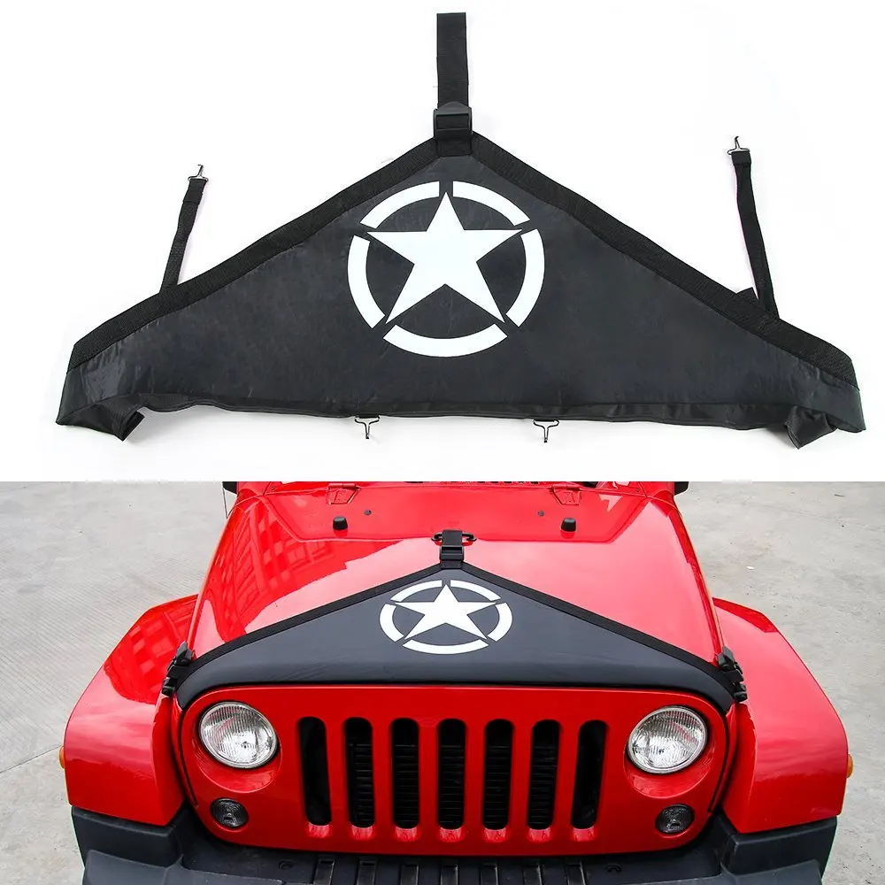 Marloo Wrangler Accessories Front Hood Cover, Front Hood Bra Protector T Style For Jeep Wrangler JK 2007-2017