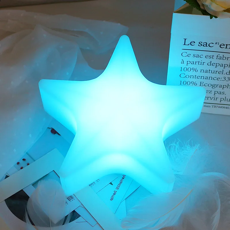 Imagem -02 - Lâmpada Led Rgb Estrelada Decoração para Casa Luz de Cabeceira com Controle Remoto Várias Cores Estrela de Pontas Presente para Crianças