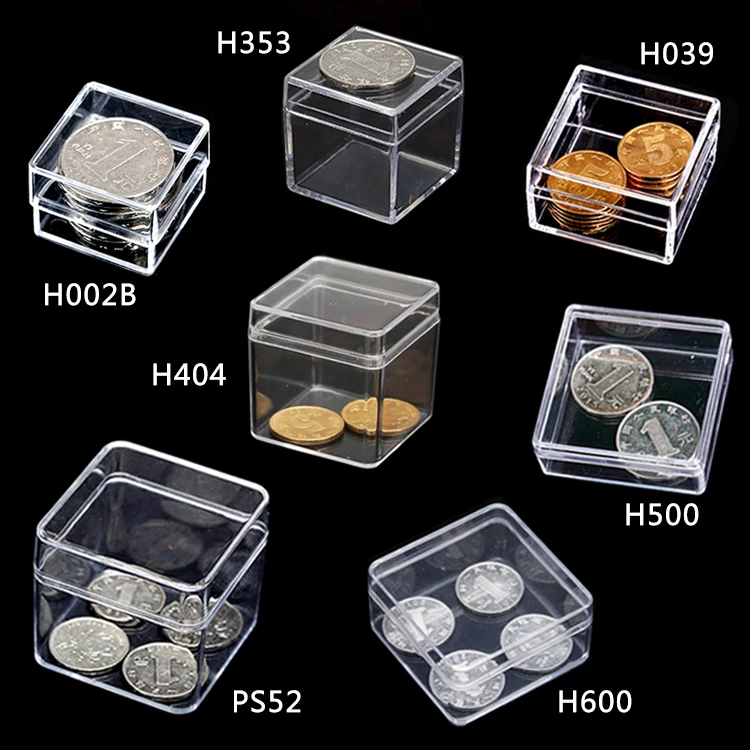 100pcs/lot Square Small plastic box PS transparent storage box clear collection showpiece boxes jewelry packing wholesale