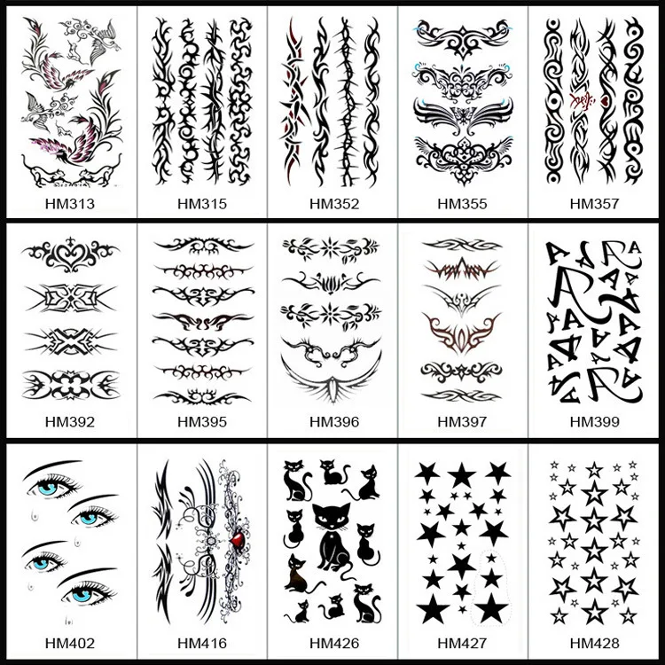 

Wholesale 500packs New Arm Body Tattoo Sticker HM 10*20cm Waterproof Temporary Tattoo Removable Fake Tattoo Body Tatuajes Decal