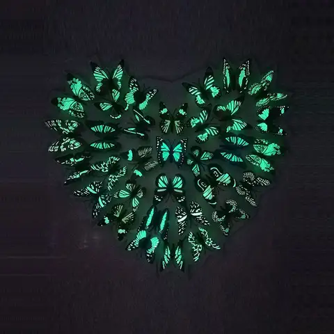 12 Luminous 3D Butterfly Wall Stickers HonC