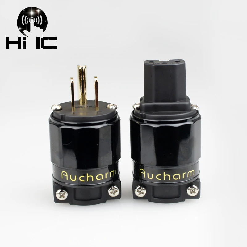 Pozłacana rodowana wtyczka zasilająca USA GB IEC Audio Złącze HiFi Przewód zasilający AC Wtyczki do kabla zasilającego