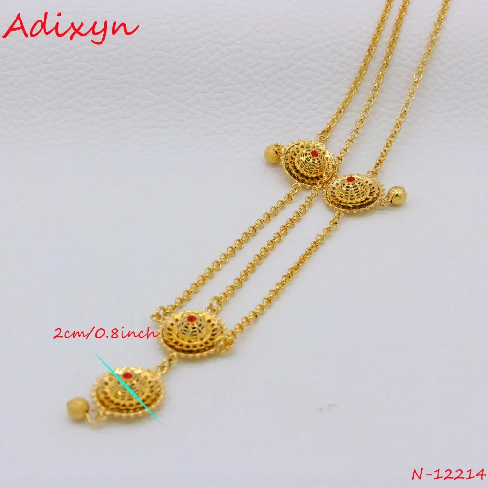 Adixyn Red Stone Forehead Pieces Ethiopian Head Chain Gold Color Hair Pice Jewelry Habesha Wedding Gifts N-12214