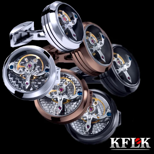 3 Colors KFLK jewelry shirt cufflink for mens Brand cuff buttons watch movement cufflink Top  Quality abotoaduras Jewelry