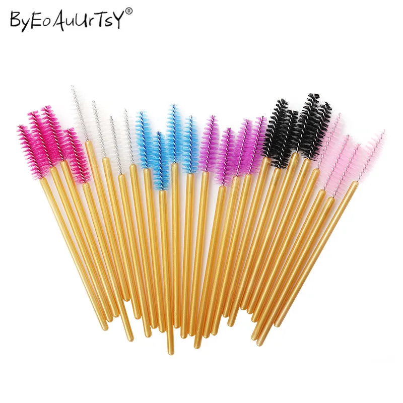 100pcs/Set Women\'s Fashion Disposable Eyelash Extension Supply Mascara Brush Wand Eyebrow Comb Brushes Spoolers Makeup Tool