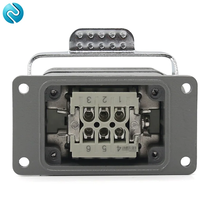 HDC-HE-06 Rectangular Heavy duty Connector  6pins Aviation Socket Industrial Waterproof Wire Connector 16A 500V