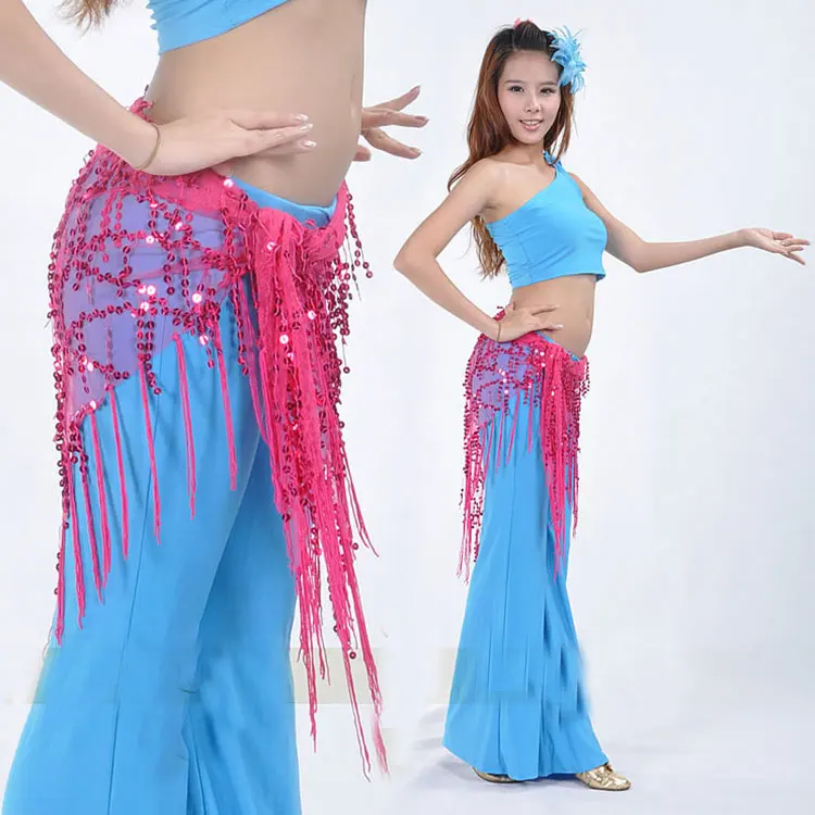 Múa bụng Eo Chuỗi Chuỗi Ấn Độ Nhảy Hip Khăn Sequins Bandage Vành Đai Múa Bellydance Vành Đai Bellydance Hip Khăn 9 màu sắc