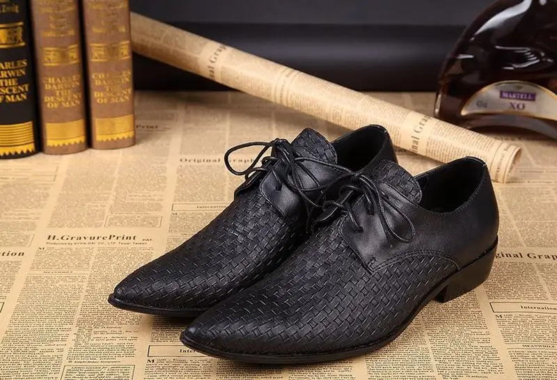 genuine leather mens business shoes for man black white lace up men dress shoes flats pointed toe office party wedding oxfords