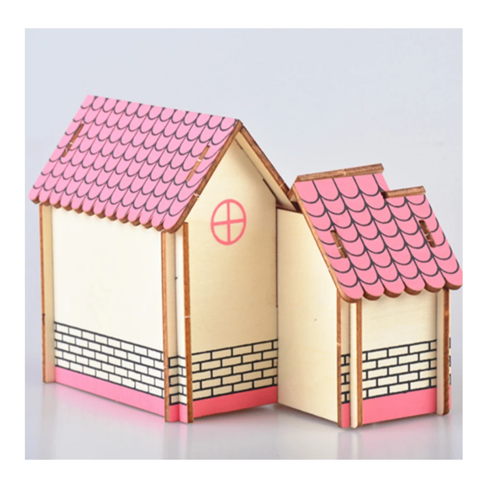 Juguetes modelo DIY, rompecabezas de madera 3D, Kits de madera de cabaña púrpura, modelo educativo, juego de rompecabezas, juguetes de ensamblaje, regalo para niños y adultos P5