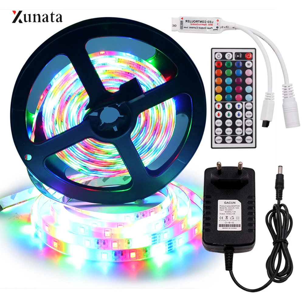 

5m 12V SMD2835 Led Strip 300Leds Waterproof Flexible Tape with Remote Control RGB Led Ribbon with EU/US/UK/AU Power Supply