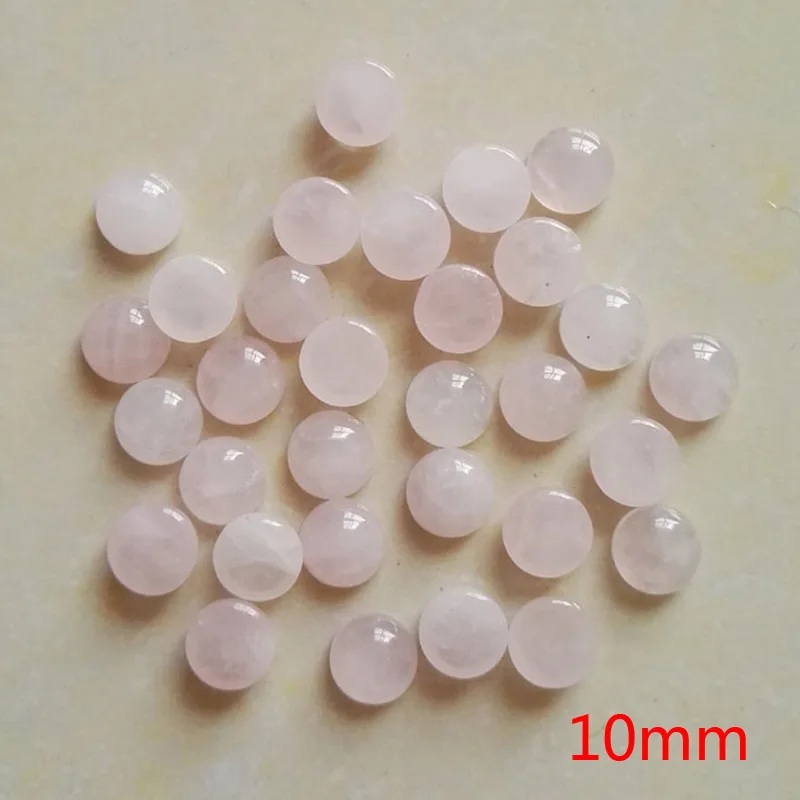 Fashion pink crystal natural stone Cabochon bead no hole 6 8 10 12 14 16 18 20MM Quartz Rose Single arc jewelry accsories 50pcs