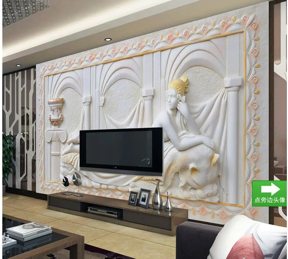 wallpapers for living room Relief European style People mural TV backdrop design window mural wallpaper Home Decoration