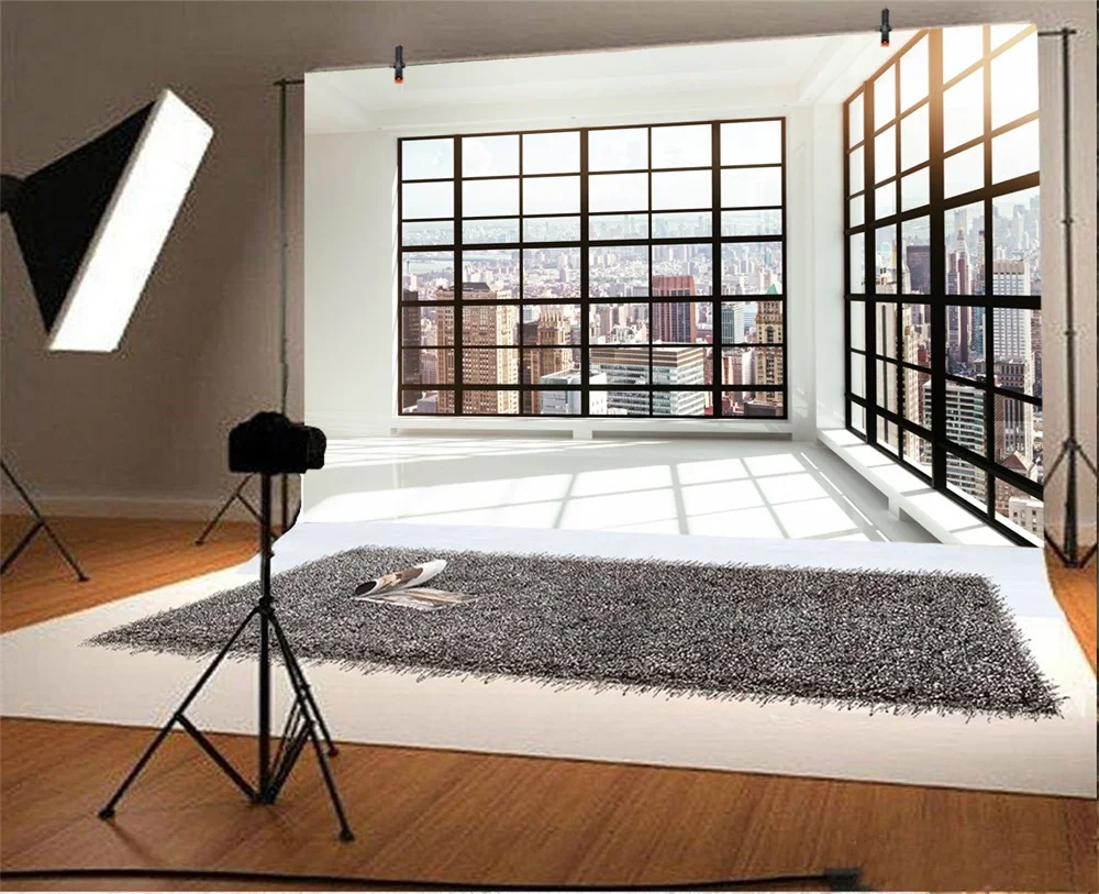 Laeacco-خلفيات للتصوير الفوتوغرافي ، "City Viewhouse ، نافذة فرنسية ، مباني أشعة الشمس ، للأطفال ، استوديو الصور