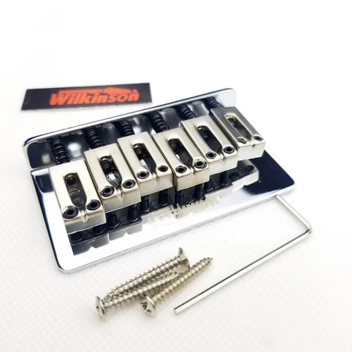 Imagen 2 del producto Wilkinson Guitarra eléctrica Puente fijo Cuerda a través del puente Steg Cordal Espaciado de cuerdas 10,5 mm WOF01 Cromo Plata