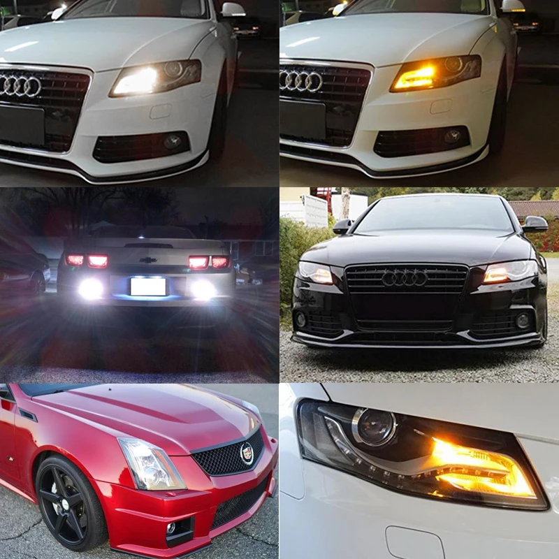 Luces de señal de giro delanteras, bombillas LED PH24WY SPH24 sin errores ámbar para Audi Cadillac GMC Lincoln Saab