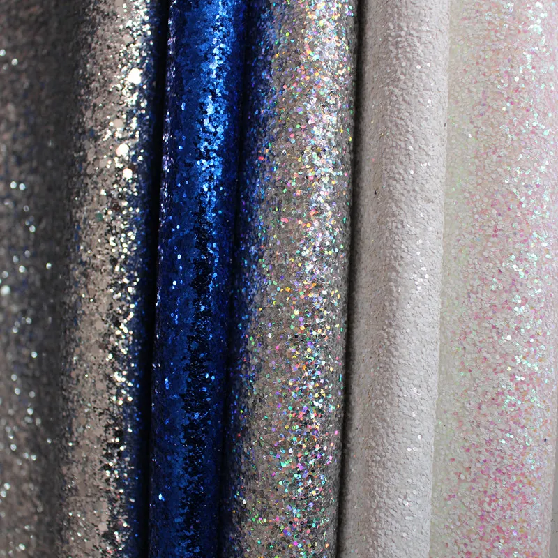 Hot Sale Chunky Glitter Leather Fabrics Raw Material Sale By Yard Wholesale 40 Yard Per Roll