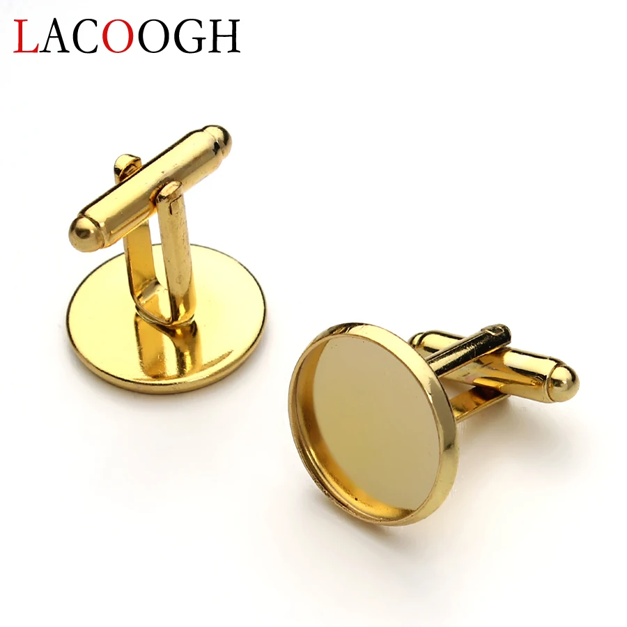 

4pcs Fashion Gold Color Cufflink Settings Cameo Cabochon Base Tray Bezel Blank for Round 12 14mm Cabochons DIY Handmade Craft