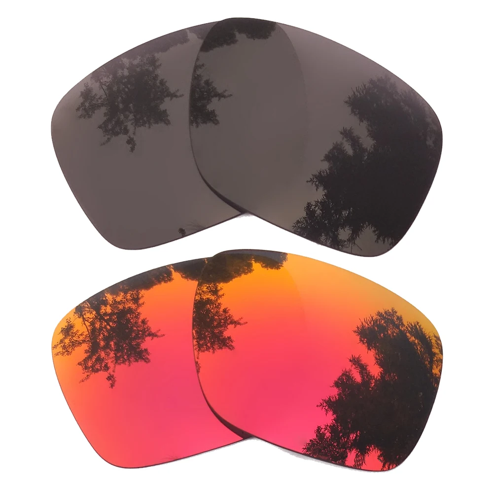 Black&Orange Red Mirrored Polarized Replacement Lenses for-Oakley Holbrook Frame 100% UVA & UVB