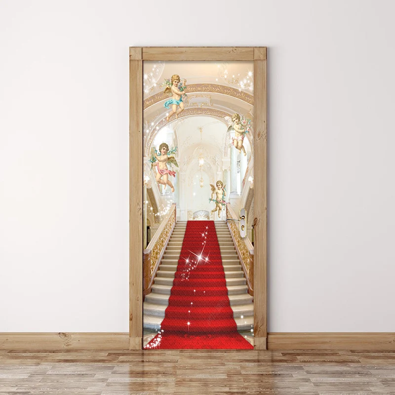 High Quality European Style Angel Stairs Photo Mural Wallpaper Hotel Living Room Door Decor Mural Sticker PVC Vinyl Wallpaper 3D