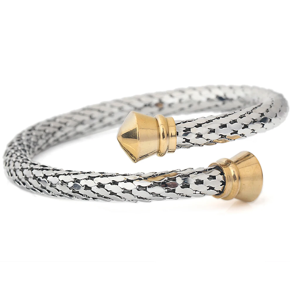 2 Colors Trendy Vintage Stainless Steel Skeleton Statement Cuff Lace Bangles & Bracelets for Women