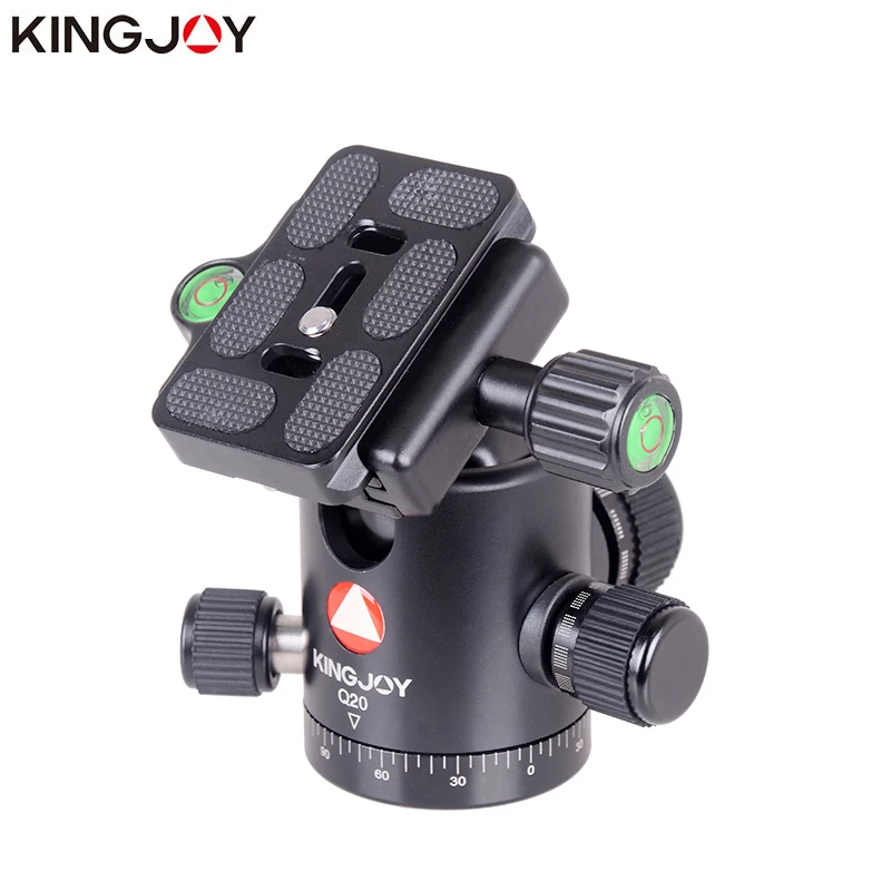 

KINGJOY Q20 Tripod Ball Head 360° Rotating Panoramic Camera BallHead Mount Plate 1/4" to 3/8" Screw for Monopod SLR DSLR Tripode