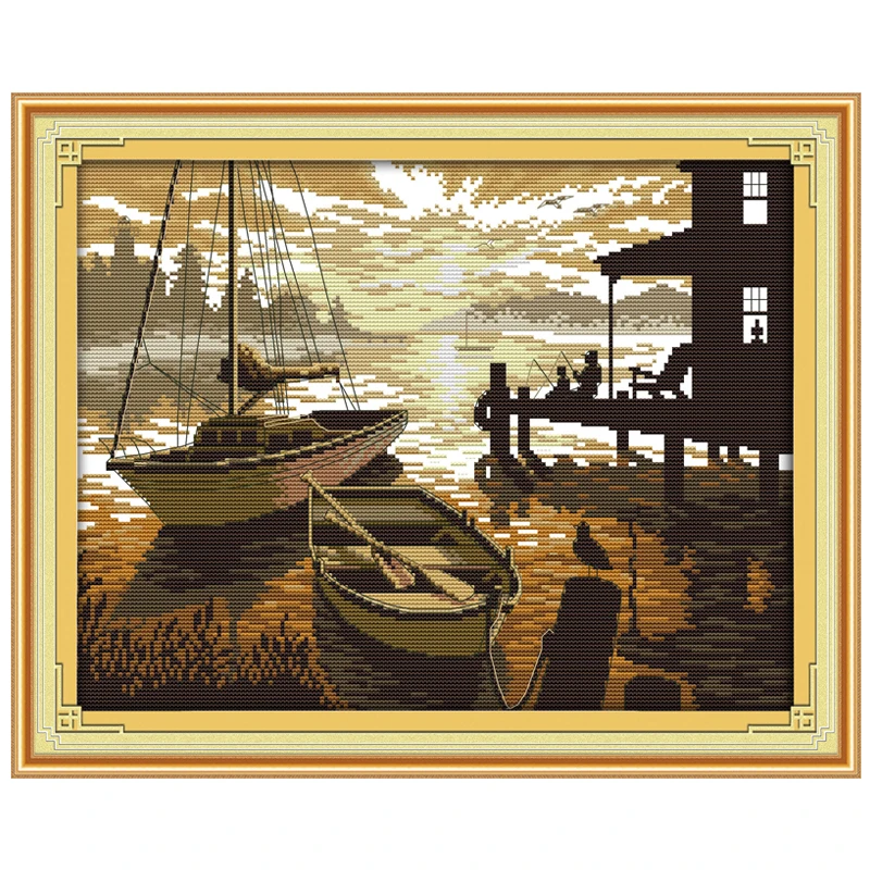 The Sunset Scenery Patterns Counted Cross Stitch Set DIY 11CT 14CT 16CT Stamped DMC Cross-stitch Kit Embroidery Needlework