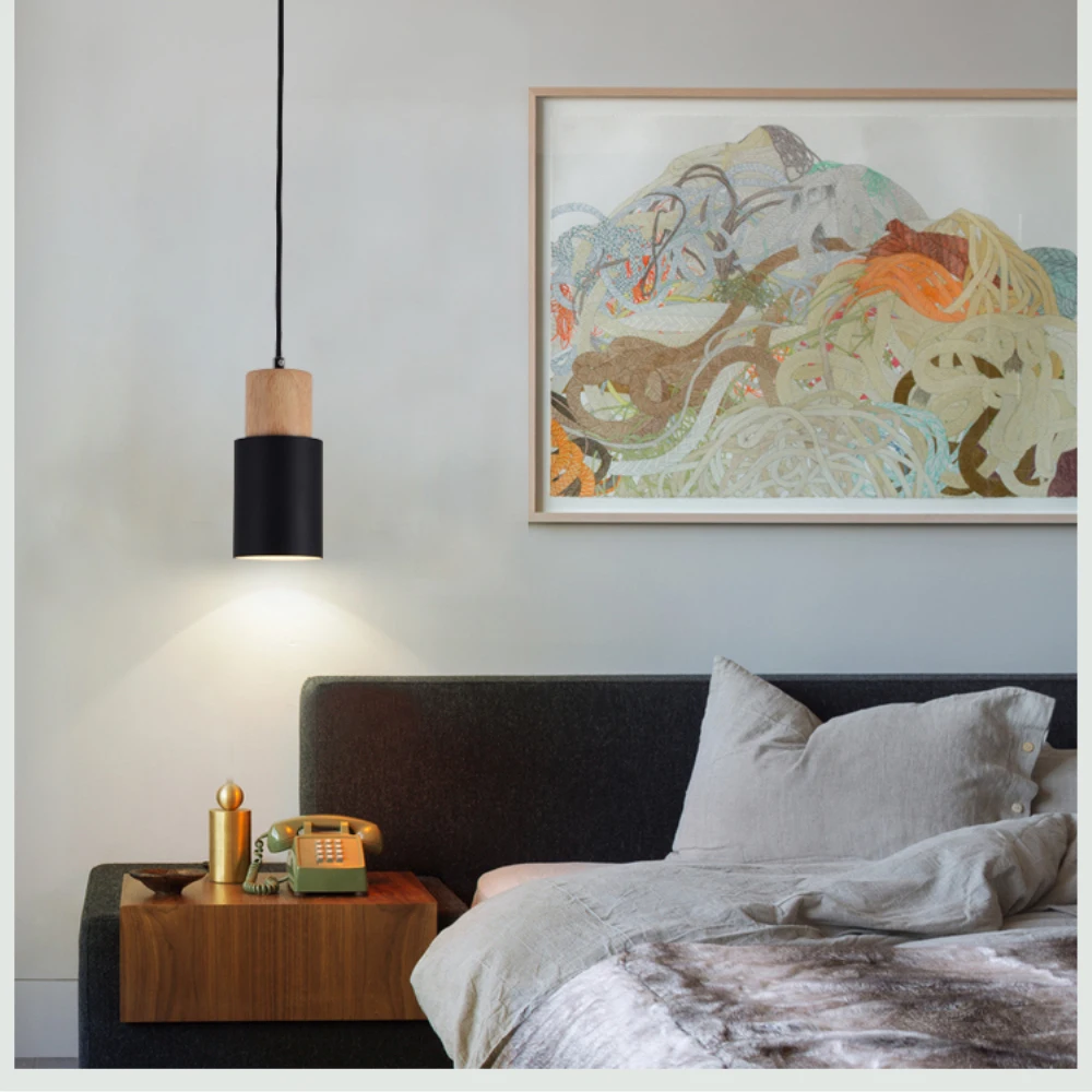 Designer Nordic Draad Kroonluchter Eenvoudige Houten Hanglampen Led Hang Lamp Kleurrijke Armatuur Keuken Bar Hotel Thuis Indoor Decor