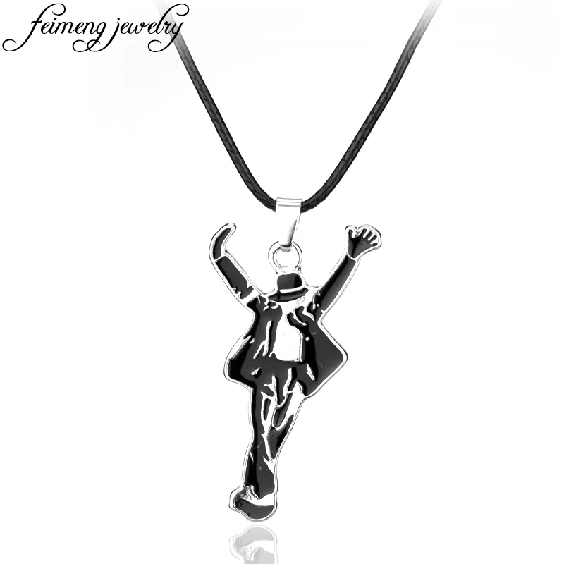 Classic Pop Star Singer MJ Necklace Dancing Michael Jackson Enamel Pendant Necklace For Fans Monumental Jewelry Accessories