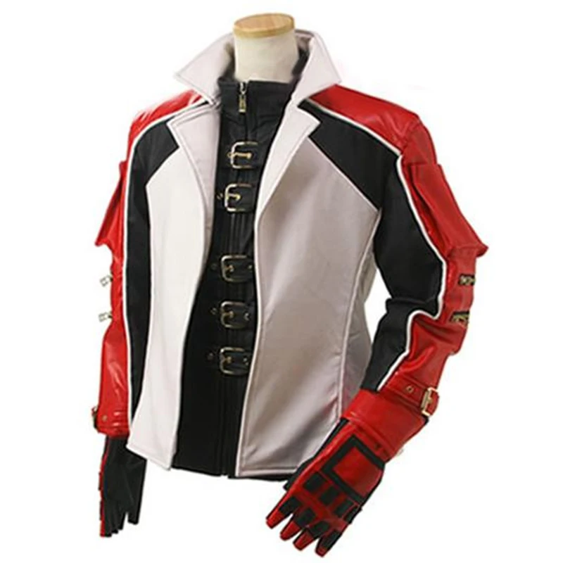 

Leo Cosplay White Red Jacket Cosplay Costume top+coat+scarf+gloves 11