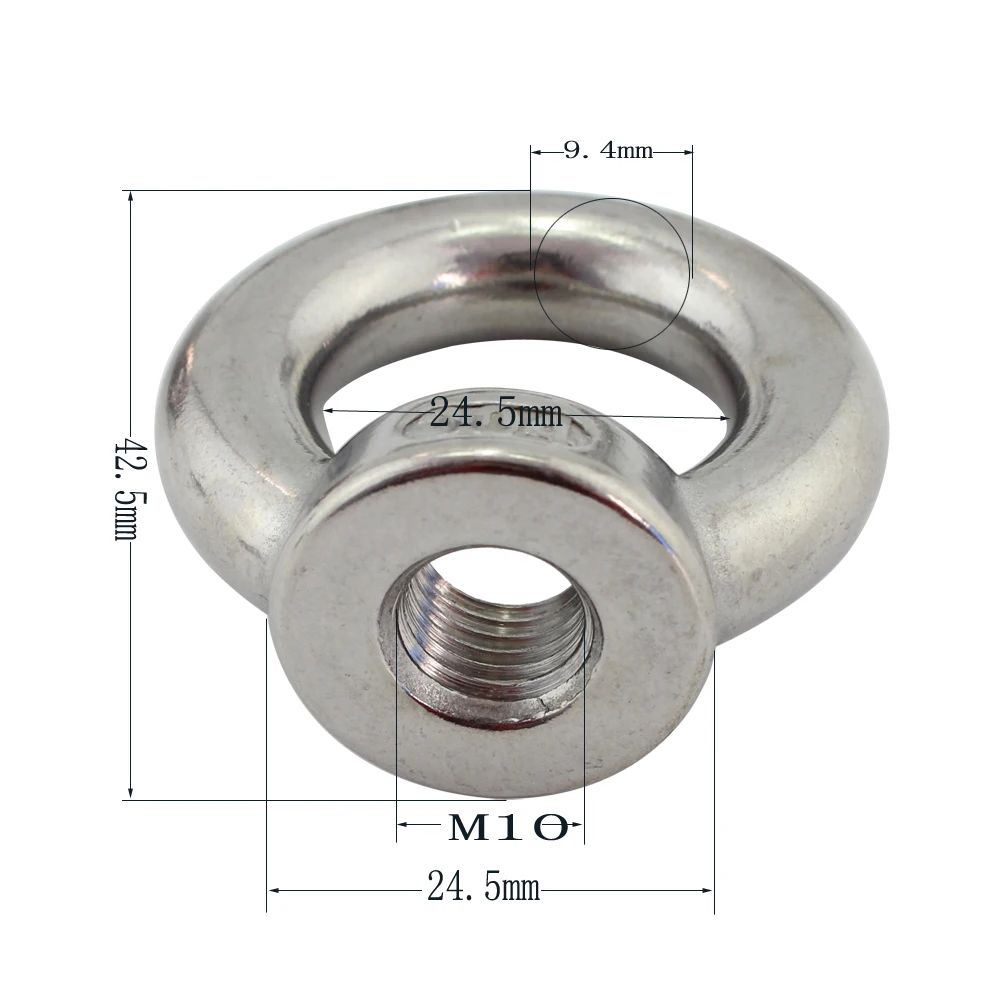 

Stainless Marine Heavy Duty Lifting Eye Nut Marine Lifting DIN582 Eye Ring Nut Screw Loop Hole for Wire Rope Cable 10pcs M10