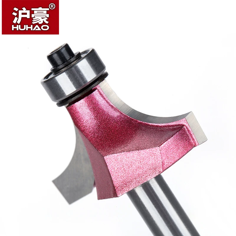 Huhao-Carbide Router Bits com Rolamento, Redondo Cove Box Bit, Nariz Redondo CNC, Moinho De Madeira, Madeira, 8mm Shank, 1Pc