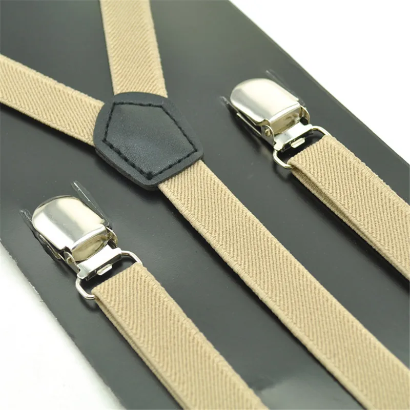 Frauen Männer Hemd Hosenträger Für Hosen Hosen Halter Straps 1,5 cm breite beige 3 Clip-on Elastische Hosenträger Schlank Y-zurück gallus Geschenk