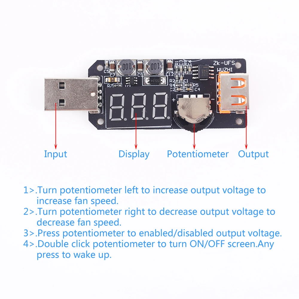 USB Fan Speed Controller Governor Timer LED Dimming Module 5V 5W Voltage Adjustable For Office Car Student Dormitory