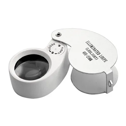 SOSW-40 X 25mm Glass Lens Jeweler Loupe Magnifier with LED