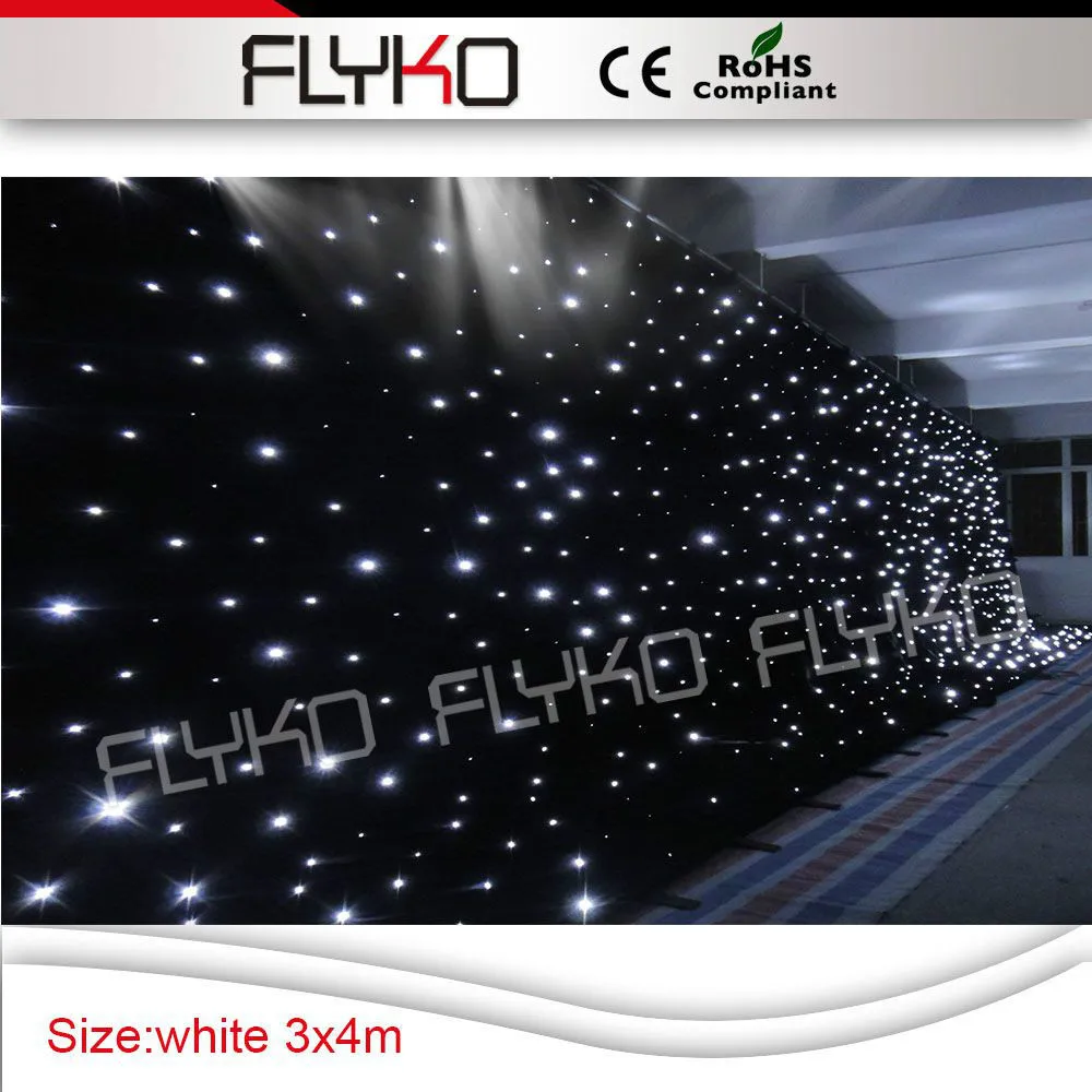 

Free shipping RGB 3M*4M fireproof cloth LED star Curtain with controller