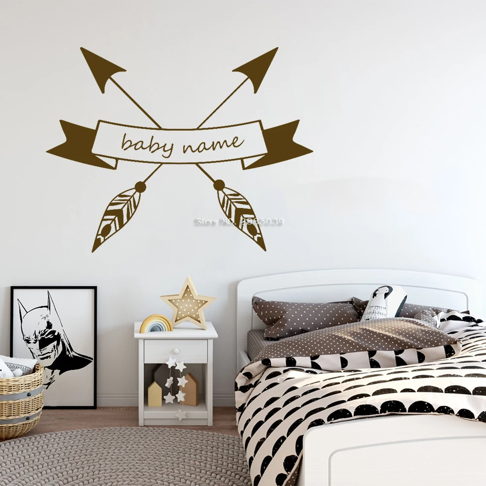 Bow and Arrow Custom Baby Name Decal Wall Art Mural Wild and free Tribe Wall Sticker Creative Nursery Decor Decals Poster LC1263