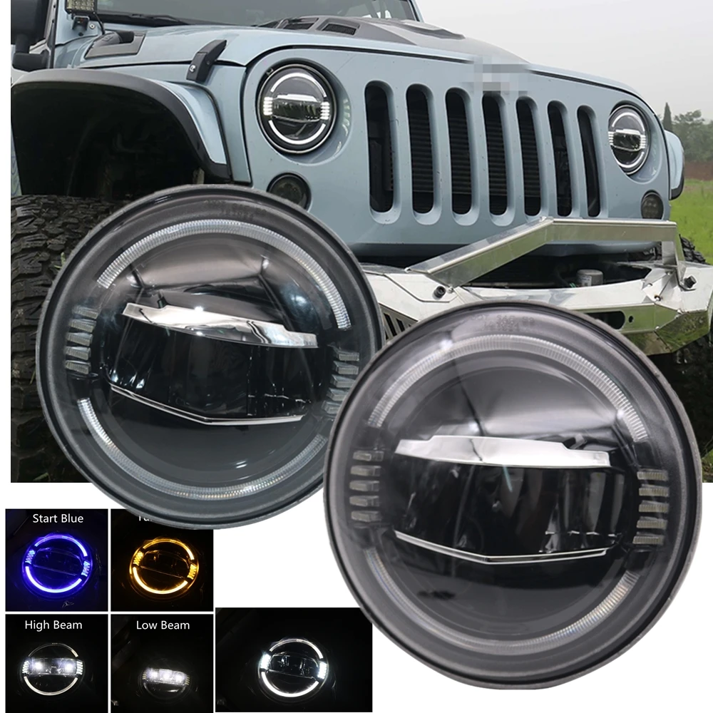 New Car 7inch LED Round Headlight Amber turn signal White DRL Hi Low Beam for Jeep Wrangler JK TJ LJ lada niva 4X4